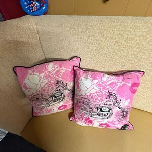 Harley Davidson Pink Motorcycle Print Throw Pillows and pillow case